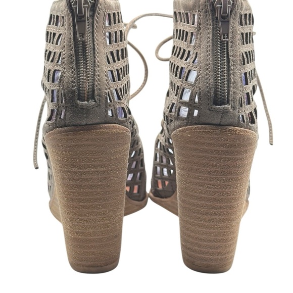 JEFFREY CAMPBELL‎ Cuadro-Hi Wedge Lace-Up Lattice Sandals Beige Taupe Sz 8 - Picture 10 of 11